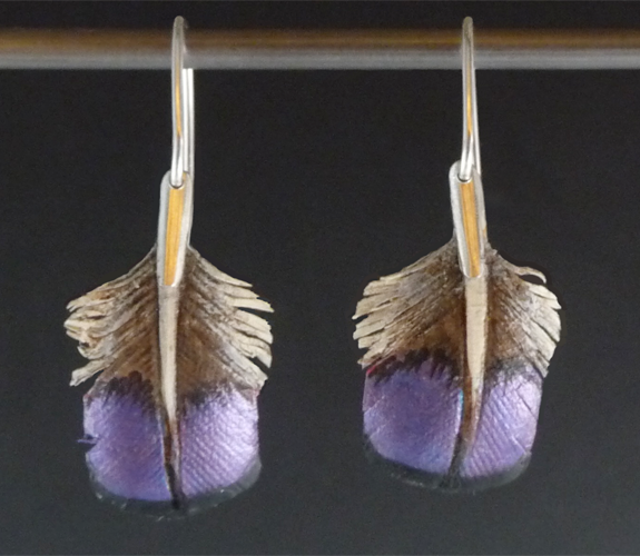 Victoria Elledge - Leather Wood Duck Feather Earrings